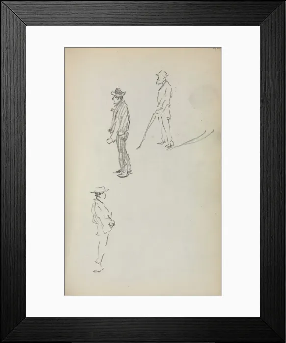 Framed Print : Italian Sketchbook: Three Standing Men (page 44), 1898-1899. Creator: Maurice Prendergast Framed Print : Italian Sketchbook: Three Standing Men (page 44), 1898-1899. Creator: Maurice Prendergast