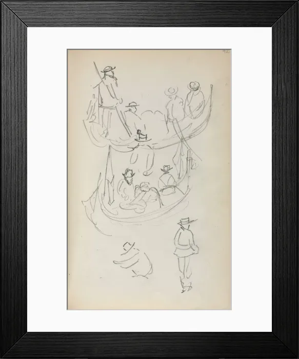 Framed Print : Italian Sketchbook: Two Gondolas with figures, 1898-1899. Creator: Maurice Prendergast (American Framed Print : Italian Sketchbook: Two Gondolas with figures, 1898-1899. Creator: Maurice Prendergast (American