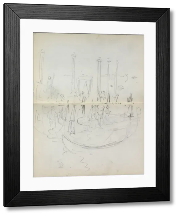 Framed Print : Italian Sketchbook: Venetian Harbor View (page 37 & 38), 1898-1899 Framed Print : Italian Sketchbook: Venetian Harbor View (page 37 & 38), 1898-1899
