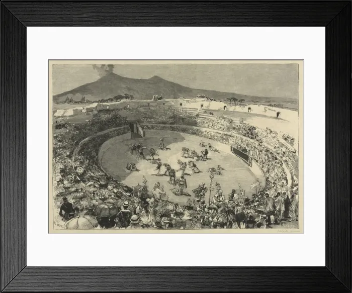 Framed Print : Italy. The Festival of Pompei, The circus of gladiators, 1884 Framed Print : Italy. The Festival of Pompei, The circus of gladiators, 1884