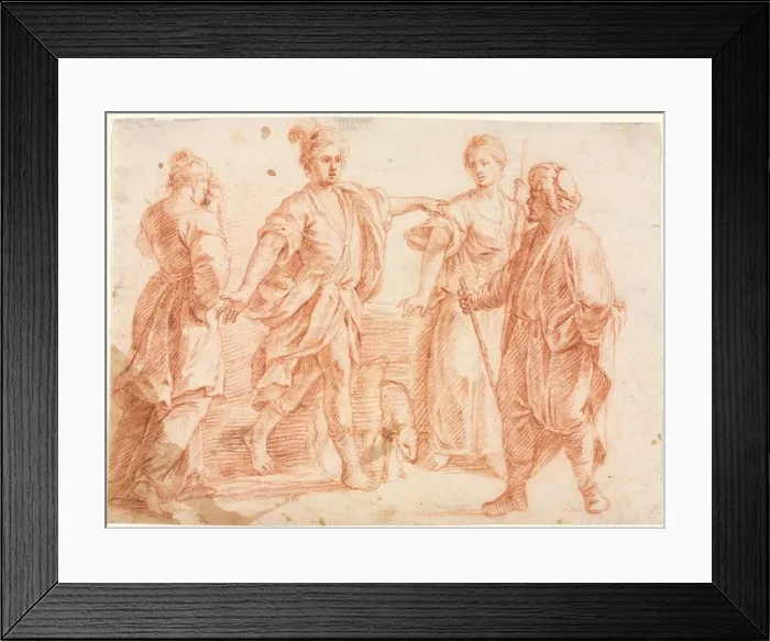 Framed Print : Jacob and Laban with Rachel and Leah (recto), 1600s. Creator: Unknown Framed Print : Jacob and Laban with Rachel and Leah (recto), 1600s. Creator: Unknown