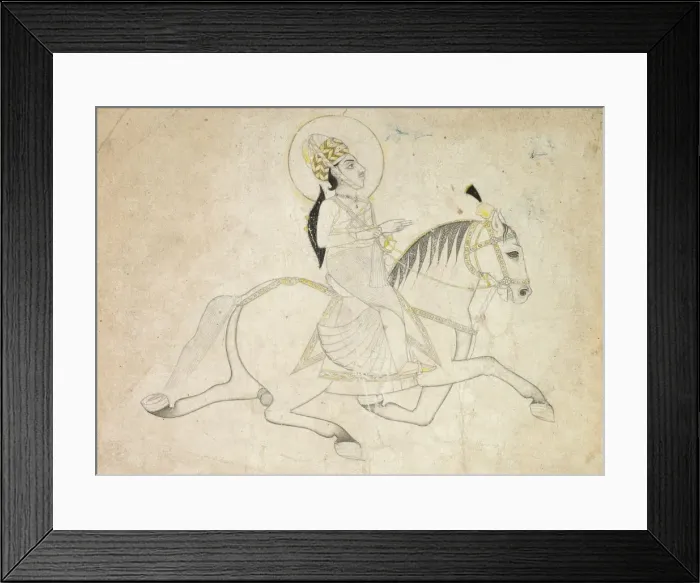 Framed Print : Jai Singh III of Jaipur (r. 1818-1835) Riding, c. 1820. Creator: Unknown Framed Print : Jai Singh III of Jaipur (r. 1818-1835) Riding, c. 1820. Creator: Unknown