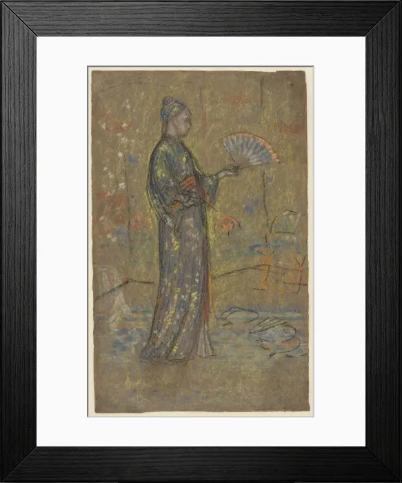 Framed Print : Japanese Woman Painting a Fan (recto), c. 1872. Creator: James McNeill Whistler (American Framed Print : Japanese Woman Painting a Fan (recto), c. 1872. Creator: James McNeill Whistler (American
