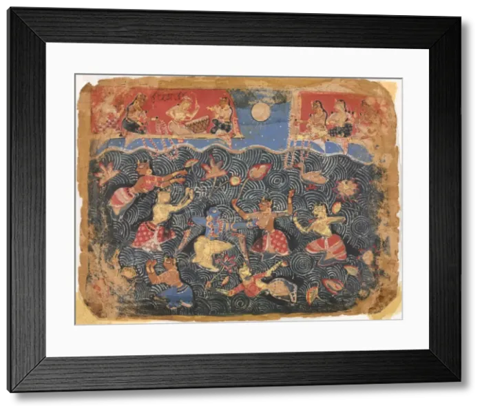 Framed Print : Krishna sporting with the gopis in the Jumna River, from a Bhagavata Purana, c. 1525-50 Framed Print : Krishna sporting with the gopis in the Jumna River, from a Bhagavata Purana, c. 1525-50
