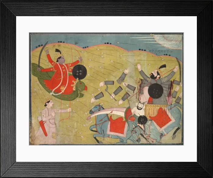 Framed Print : Krishna Vanquishing Vanasura: Scene from the Aniruddha Usha Section of Krishna Lila, c Framed Print : Krishna Vanquishing Vanasura: Scene from the Aniruddha Usha Section of Krishna Lila, c