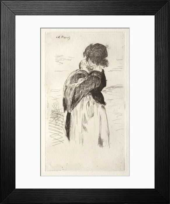 Framed Print : La petite fille tenant un bebe. Creator: Edouard Manet (French, 1832-1883) Framed Print : La petite fille tenant un bebe. Creator: Edouard Manet (French, 1832-1883)