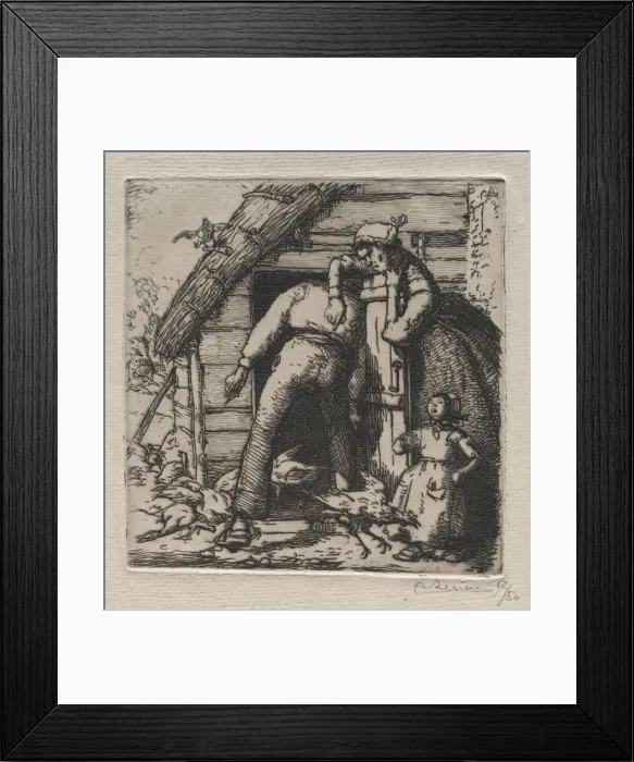 Framed Print : La Poulailler attrape la plus grosse. Creator: Auguste Louis Lepere (French, 1849-1918) Framed Print : La Poulailler attrape la plus grosse. Creator: Auguste Louis Lepere (French, 1849-1918)