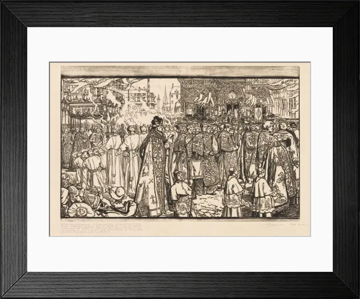 Framed Print : La Procession de la Fete-Dieu a Nantes, 1901. Creator: Auguste Louis Lepere (French Framed Print : La Procession de la Fete-Dieu a Nantes, 1901. Creator: Auguste Louis Lepere (French