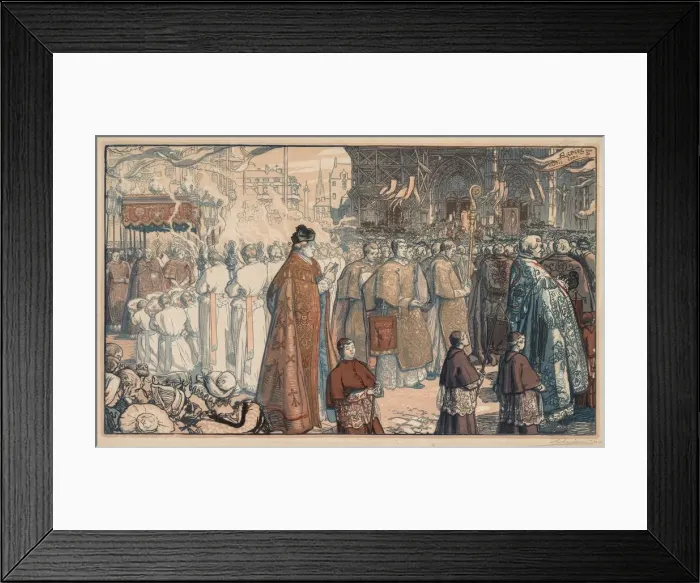 Framed Print : La Procession de la Fete-Dieu a Nantes, 1901. Creator: Auguste Louis Lepere (French Framed Print : La Procession de la Fete-Dieu a Nantes, 1901. Creator: Auguste Louis Lepere (French