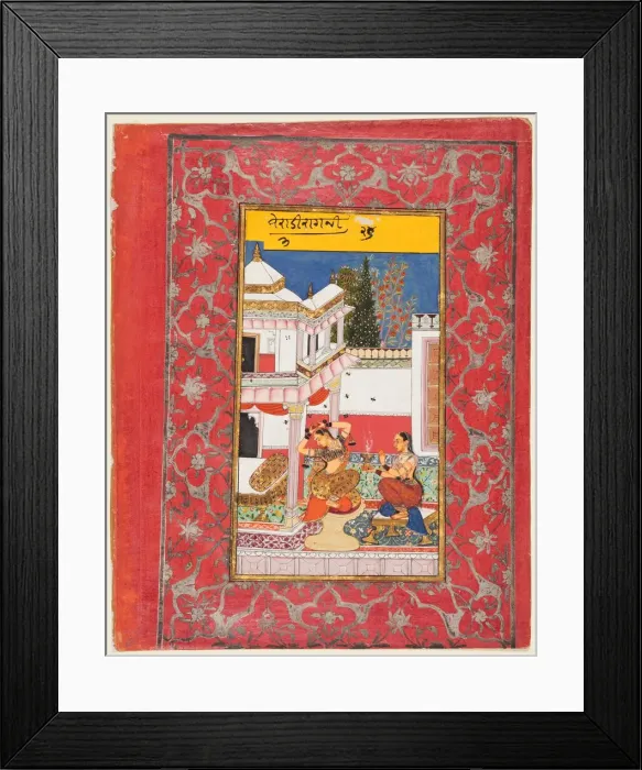 Framed Print : Lady Longing for her Lover, Varari Ragini of Dipak, from a Ragamala, 1650-60. Creator: Unknown Framed Print : Lady Longing for her Lover, Varari Ragini of Dipak, from a Ragamala, 1650-60. Creator: Unknown