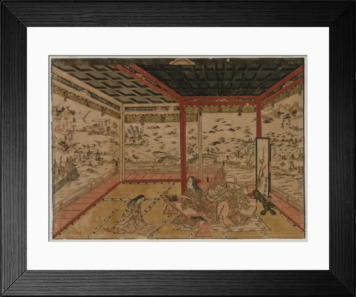 Framed Print : Lady Murasaki at Ishiyama Overlooking a Panorama with Seven Views of Lake Biwa, 1740s Framed Print : Lady Murasaki at Ishiyama Overlooking a Panorama with Seven Views of Lake Biwa, 1740s
