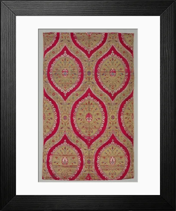 Framed Print : Lampas with floral medallions in ogival lattice, 1550-1575. Creator: Unknown Framed Print : Lampas with floral medallions in ogival lattice, 1550-1575. Creator: Unknown