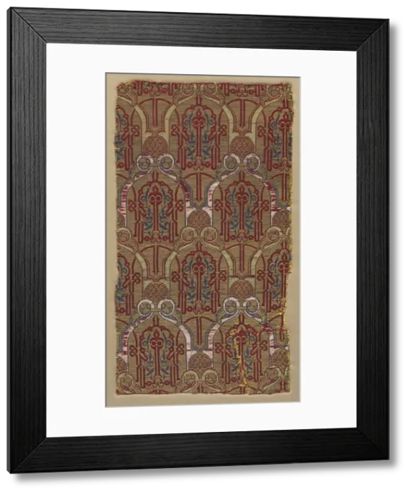 Framed Print : Lampas with palmette arches with Alhambra wall pattern, 1300s. Creator: Unknown Framed Print : Lampas with palmette arches with Alhambra wall pattern, 1300s. Creator: Unknown