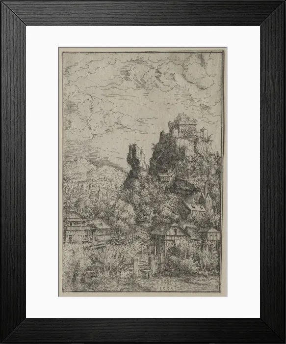 Framed Print : Landscape with a Castle, 1553. Creator: Hanns Lautensack (German, 1524-1566) Framed Print : Landscape with a Castle, 1553. Creator: Hanns Lautensack (German, 1524-1566)