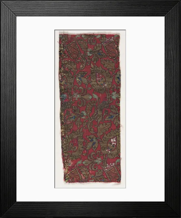 Framed Print : Lampas with undulating vines and lions, late 1400s - early 1500s. Creator: Unknown Framed Print : Lampas with undulating vines and lions, late 1400s - early 1500s. Creator: Unknown