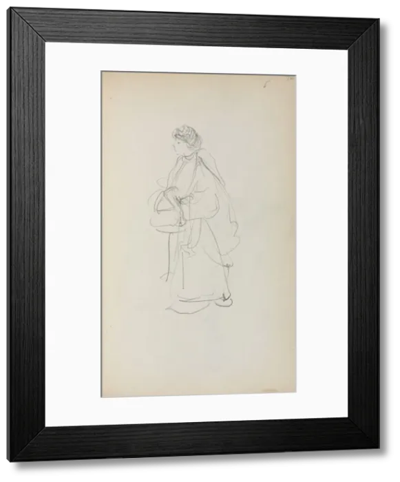 Framed Print : Italian Sketchbook: Standing Woman Holding a Satchel (page 56), 1898-1899. Creator Framed Print : Italian Sketchbook: Standing Woman Holding a Satchel (page 56), 1898-1899. Creator