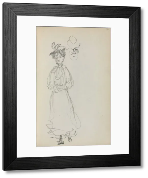 Framed Print : Italian Sketchbook: Standing Woman, face (page 52), 1898-1899. Creator: Maurice Prendergast Framed Print : Italian Sketchbook: Standing Woman, face (page 52), 1898-1899. Creator: Maurice Prendergast