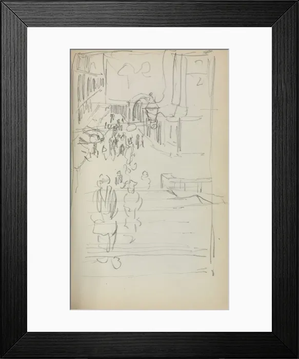 Framed Print : Italian Sketchbook: Stairs with Figures (page 165), 1898-1899. Creator: Maurice Prendergast Framed Print : Italian Sketchbook: Stairs with Figures (page 165), 1898-1899. Creator: Maurice Prendergast