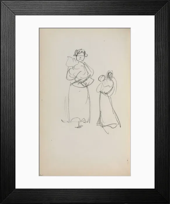 Framed Print : Italian Sketchbook: Two Standing Women holding Infants (page 140), 1898-1899. Creator Framed Print : Italian Sketchbook: Two Standing Women holding Infants (page 140), 1898-1899. Creator