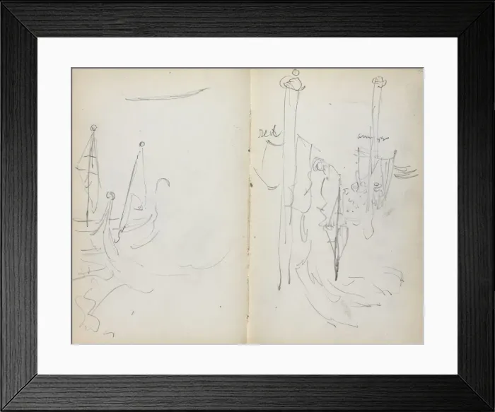 Framed Print : Italian Sketchbook: Venetian Harbor View (page 33 & 34), 1898-1899 Framed Print : Italian Sketchbook: Venetian Harbor View (page 33 & 34), 1898-1899