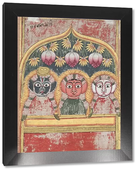 Jagannath, Subhadra and Balarama in an Arch (verso), 18th Century. Creator: Unknown