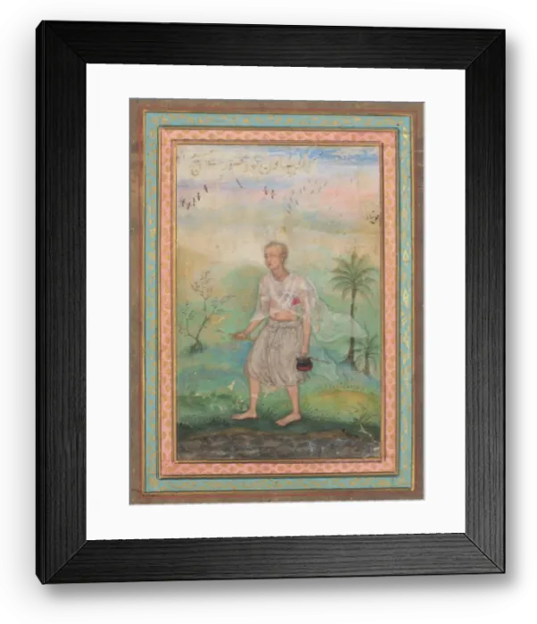 Framed Print : Jain Ascetic Walking Along a Riverbank, c. 1600. Creator: Basavana (Indian, active c Framed Print : Jain Ascetic Walking Along a Riverbank, c. 1600. Creator: Basavana (Indian, active c