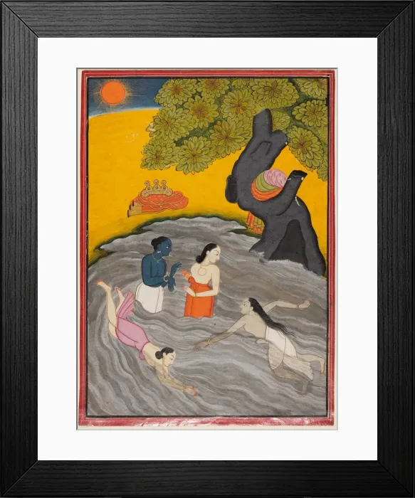 Framed Print : Krishna playing with the Gopis in the Jumna, c. 1770. Creator: Unknown Framed Print : Krishna playing with the Gopis in the Jumna, c. 1770. Creator: Unknown