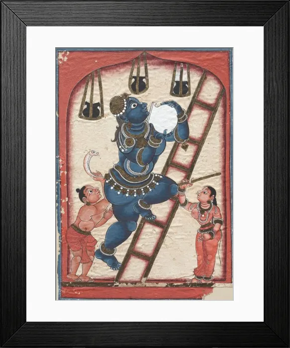 Framed Print : Krishna Stealing Curds, late 1700s. Creator: Unknown Framed Print : Krishna Stealing Curds, late 1700s. Creator: Unknown