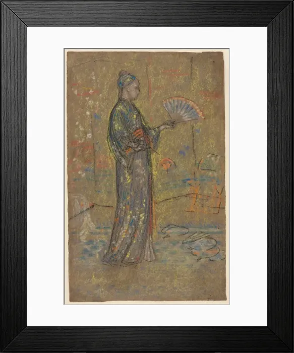 Framed Print : Japanese Woman Painting a Fan (recto); Standing Woman Holding Up Her Dress (verso), c Framed Print : Japanese Woman Painting a Fan (recto); Standing Woman Holding Up Her Dress (verso), c