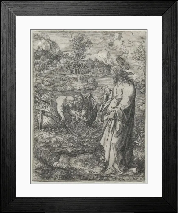 Framed Print : Jesus Calling to St. Peter and St. Andrew, 1523. Creator: Dirk Vellert (Netherlandish Framed Print : Jesus Calling to St. Peter and St. Andrew, 1523. Creator: Dirk Vellert (Netherlandish