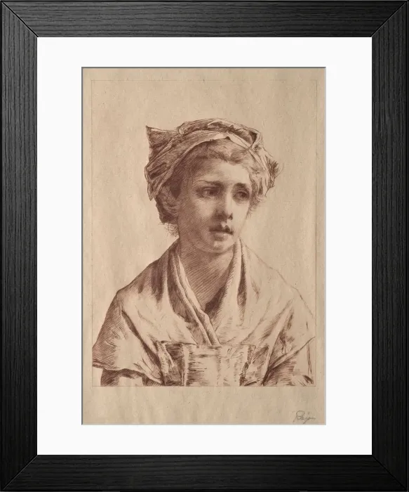 Framed Print : Jeune fille. Creator: Paul Rajon (French, 1842 / 43-1888) Framed Print : Jeune fille. Creator: Paul Rajon (French, 1842 / 43-1888)