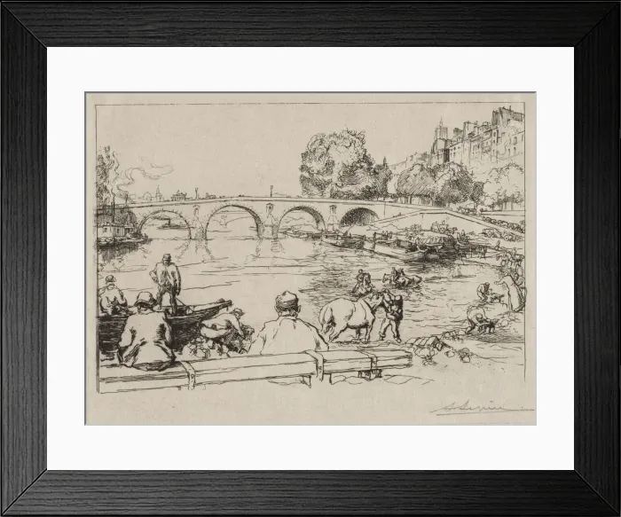 Framed Print : LAbreuvoir at Pont Marie, 1912. Creator: Auguste Louis Lepere (French, 1849-1918) Framed Print : LAbreuvoir at Pont Marie, 1912. Creator: Auguste Louis Lepere (French, 1849-1918)