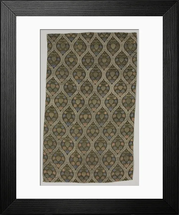 Framed Print : Lampas fragment with blossoms in ogival lattice, 1600s. Creator: Unknown Framed Print : Lampas fragment with blossoms in ogival lattice, 1600s. Creator: Unknown