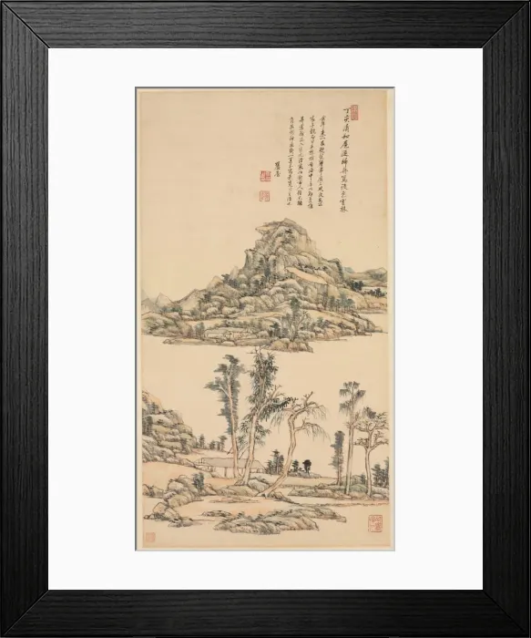 Framed Print : Landscape in the Color Style of Ni Zan, 1707. Creator: Wang Yuanqi (Chinese, 1642-1715)
