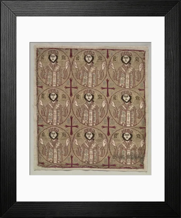 Framed Print : Lampas with roundels of the image of Christ in benedictory pose, 1550-1650. Creator: Unknown Framed Print : Lampas with roundels of the image of Christ in benedictory pose, 1550-1650. Creator: Unknown