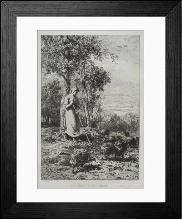 Framed Print : La Gardeuse de Dindons. Creator: Charles-Emile Jacque (French, 1813-1894) Framed Print : La Gardeuse de Dindons. Creator: Charles-Emile Jacque (French, 1813-1894)