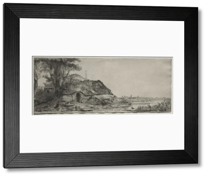 Framed Print : Landscape with a Cottage and a Large Tree, 1641. Creator: Rembrandt van Rijn (Dutch, 1606-1669) Framed Print : Landscape with a Cottage and a Large Tree, 1641. Creator: Rembrandt van Rijn (Dutch, 1606-1669)