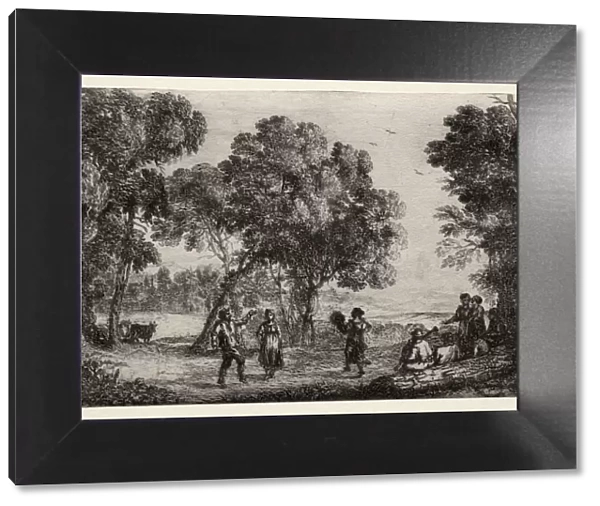 Landscape with a Country Dance (Small Plate), c. 1637. Creator: Claude Lorrain (French, 1604-1682)