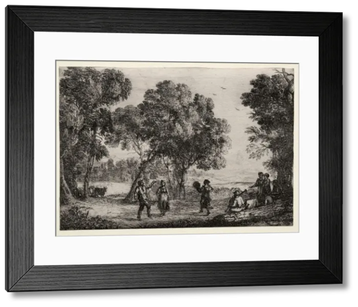 Framed Print : Landscape with a Country Dance (Small Plate), c. 1637. Creator: Claude Lorrain (French, 1604-1682) Framed Print : Landscape with a Country Dance (Small Plate), c. 1637. Creator: Claude Lorrain (French, 1604-1682)