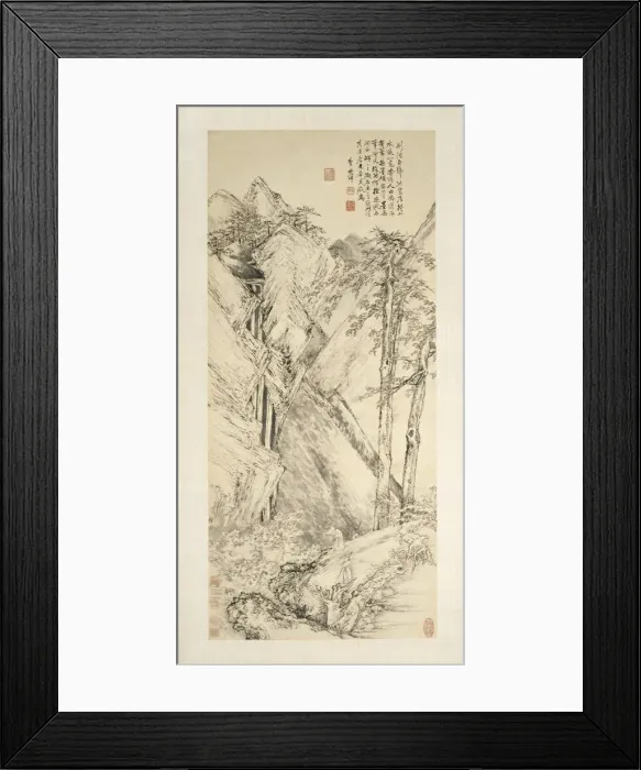 Framed Print : Landscape after Jing Hao and Guan Tong, c. 1690-1770. Creator: Li Shizhuo (Chinese, c Framed Print : Landscape after Jing Hao and Guan Tong, c. 1690-1770. Creator: Li Shizhuo (Chinese, c