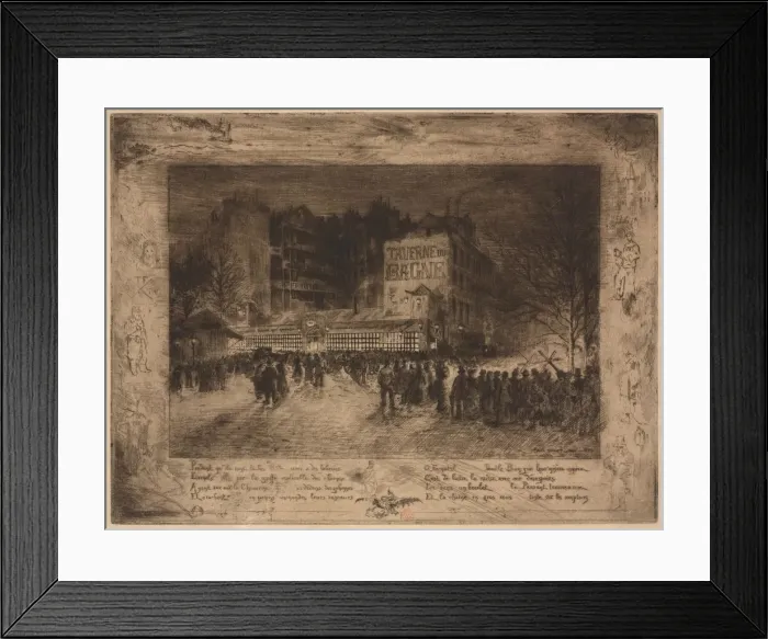 Framed Print : La Place des Martyrs et la Taverne du Bagne, 1885. Creator: Felix Hilaire Buhot (French Framed Print : La Place des Martyrs et la Taverne du Bagne, 1885. Creator: Felix Hilaire Buhot (French