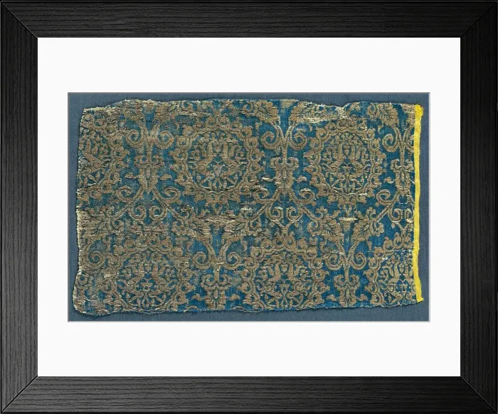 Framed Print : Lampas with hares in ogival pattern, 1300s. Creator: Unknown Framed Print : Lampas with hares in ogival pattern, 1300s. Creator: Unknown