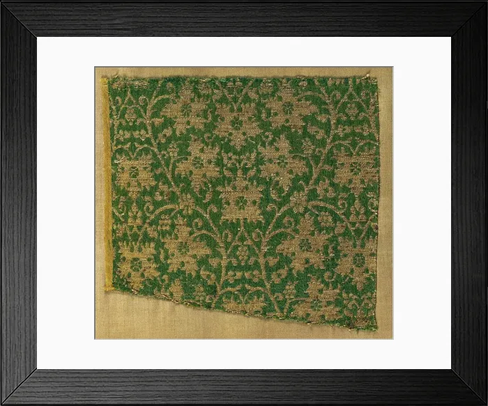 Framed Print : Lampas with scrolling vines and grape leaves, 1300s. Creator: Unknown Framed Print : Lampas with scrolling vines and grape leaves, 1300s. Creator: Unknown