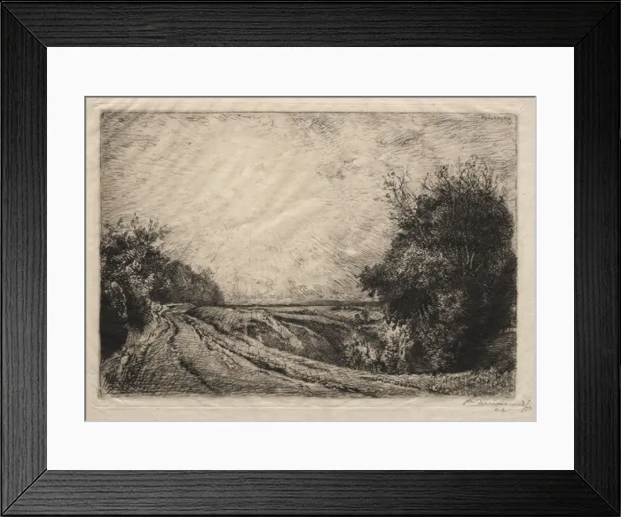 Framed Print : La Route de la Houssoye, 1913. Creator: Auguste Louis Lepere (French, 1849-1918) Framed Print : La Route de la Houssoye, 1913. Creator: Auguste Louis Lepere (French, 1849-1918)