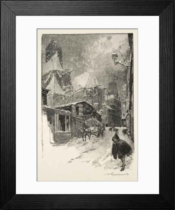 Framed Print : La Rue des Barres, 1886. Creator: Auguste Louis Lepere (French, 1849-1918) Framed Print : La Rue des Barres, 1886. Creator: Auguste Louis Lepere (French, 1849-1918)