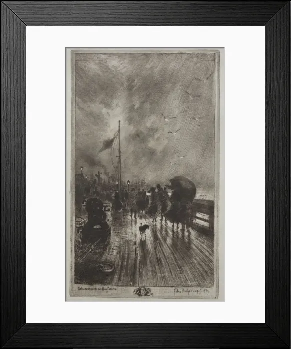 Framed Print : Landing in England, 1879. Creator: Felix Hilaire Buhot (French, 1847-1898) Framed Print : Landing in England, 1879. Creator: Felix Hilaire Buhot (French, 1847-1898)