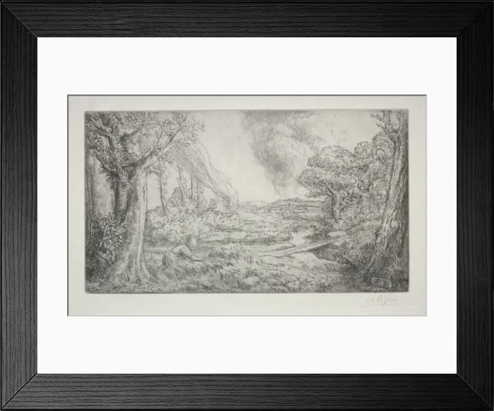 Framed Print : Landscape (Paysage). Creator: Alphonse Legros (French, 1837-1911) Framed Print : Landscape (Paysage). Creator: Alphonse Legros (French, 1837-1911)