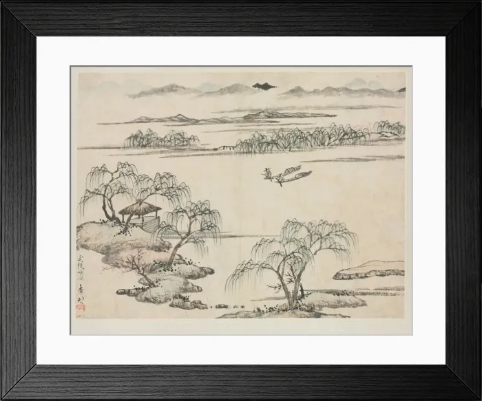 Framed Print : Landscape Album in Various Styles: The Stream of Wuling, 1684. Creator: Zha Shibiao (Chinese Framed Print : Landscape Album in Various Styles: The Stream of Wuling, 1684. Creator: Zha Shibiao (Chinese