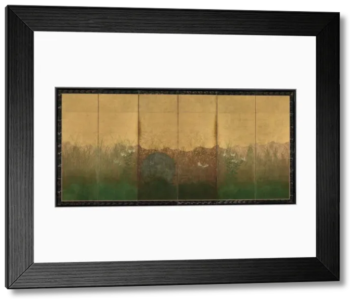 Framed Print : Autumn Evening with Full Moon on Musashino Plain, early 1600s. Creator: Unknown Framed Print : Autumn Evening with Full Moon on Musashino Plain, early 1600s. Creator: Unknown