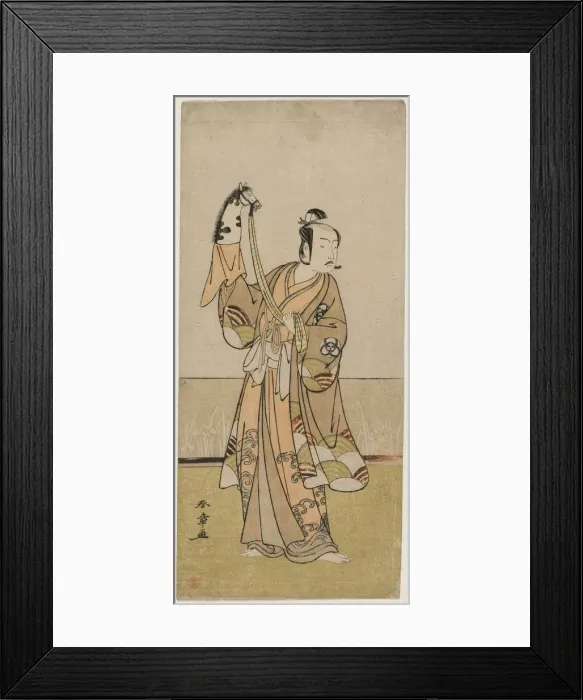 Framed Print : Bando Hikosaburo III Holding a Hand Pupper, mid 1770s. Creator: Katsukawa Shunsho (Japanese Framed Print : Bando Hikosaburo III Holding a Hand Pupper, mid 1770s. Creator: Katsukawa Shunsho (Japanese